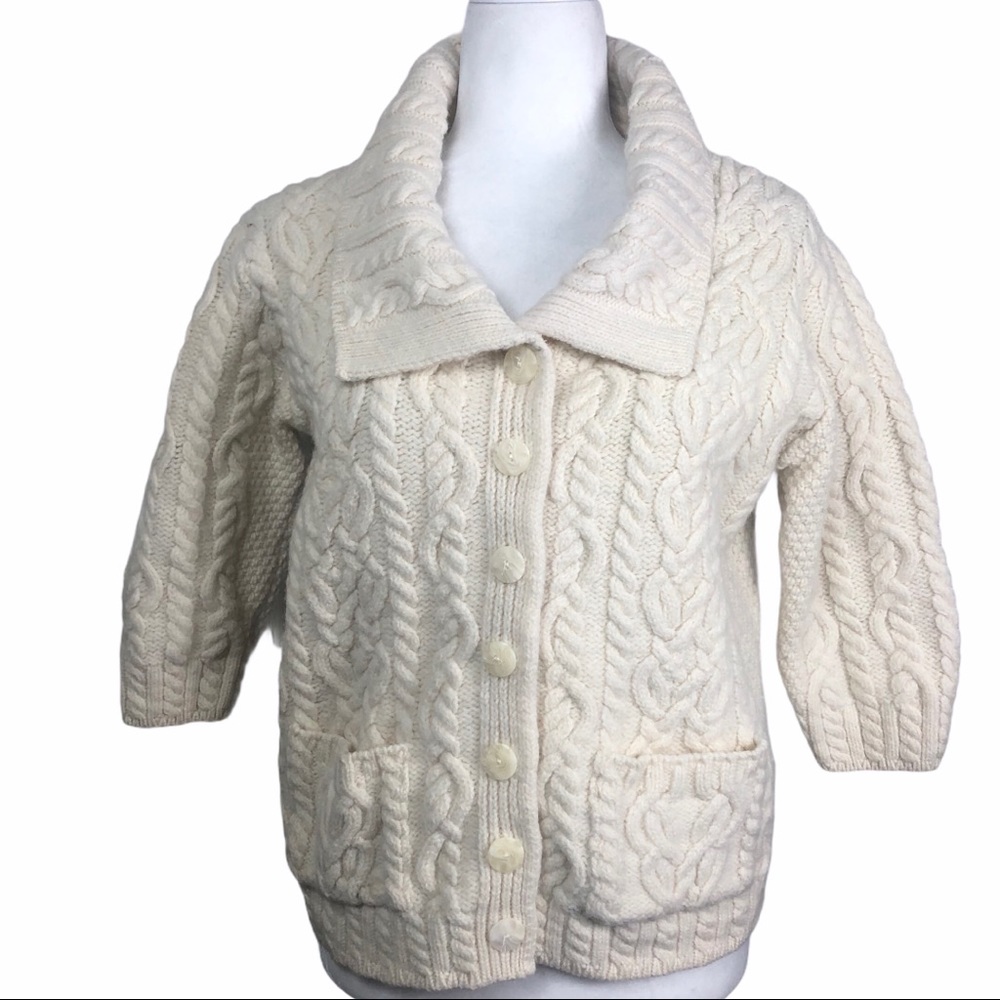 ARAN CRAFTS Merino Wool Sweater Cardigan Ireland